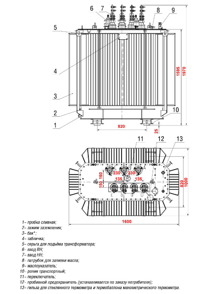 Трансформатор ТМГ12 1000/10/0,4 У/Ун-0 У1