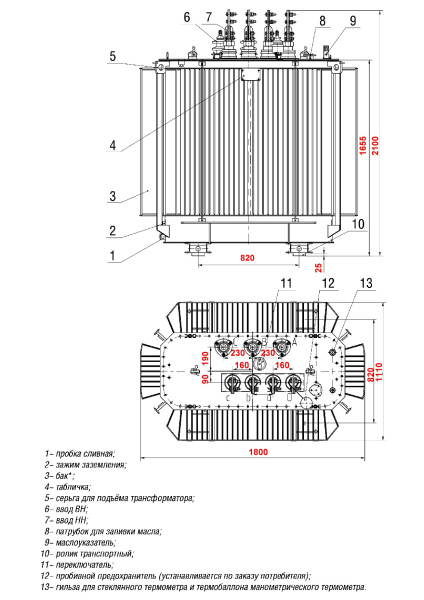 Трансформатор ТМГ12 1250/10/0,4 У/Ун-0 У1
