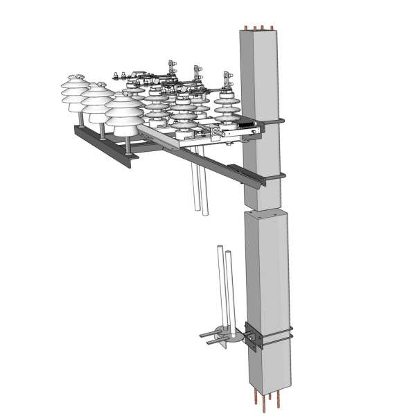 Комплект крепления разъеденителя РЛНД и привода ПРНЗ-10 на ж/б столб